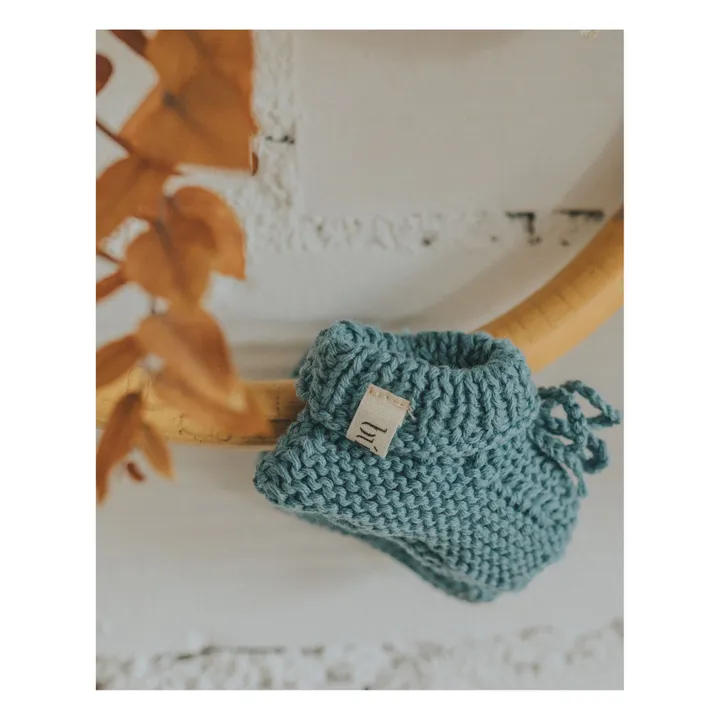 Búho Chaussons Maille Coton Bio | Bleu