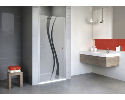 Douchedeur in nis met draaideur SCHULTE Alexa Style 2.0 ExpressPlus 80 cm profiel aluminium glasdecor Liane vuilafstotende glascoating