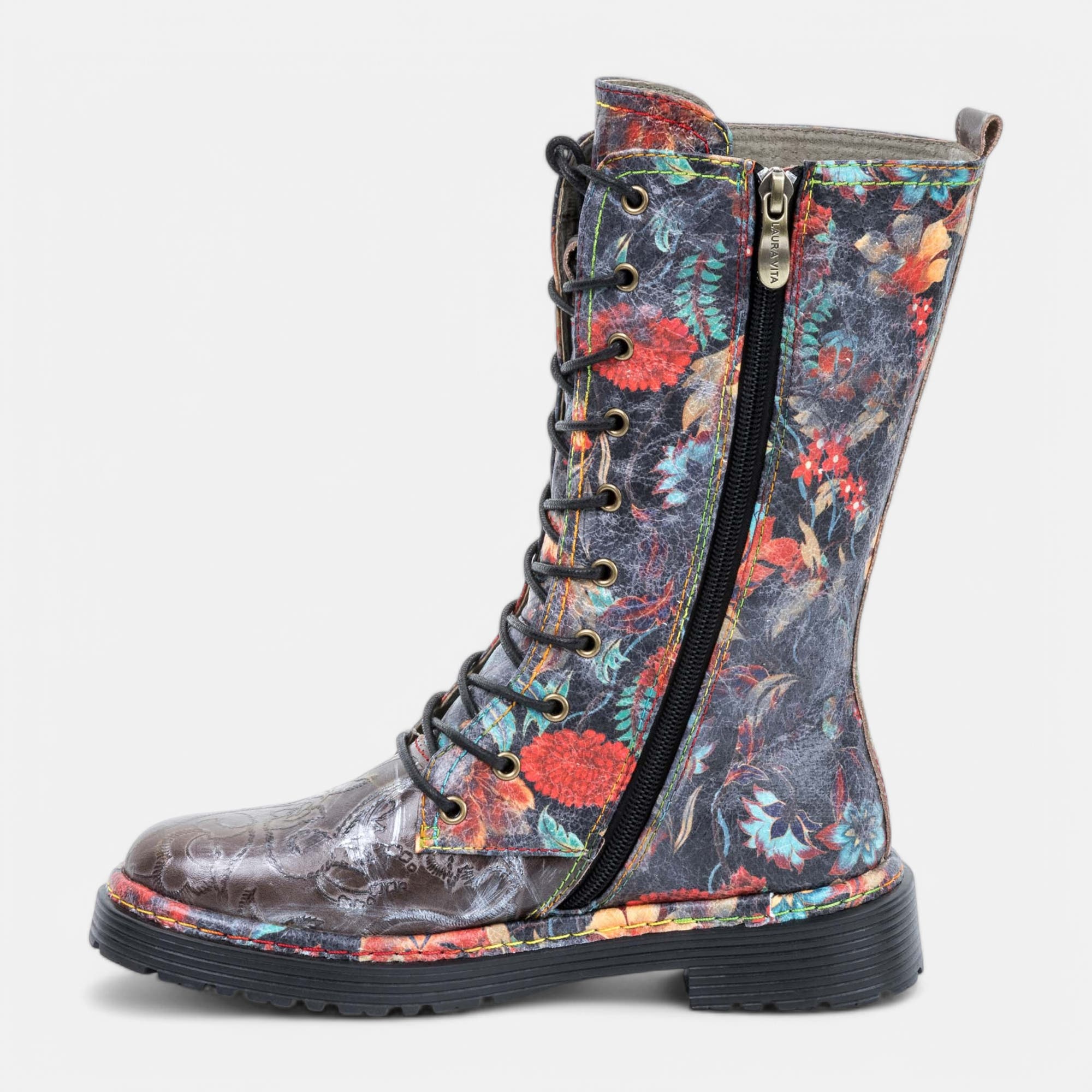 Bottes Femme en cuir gris