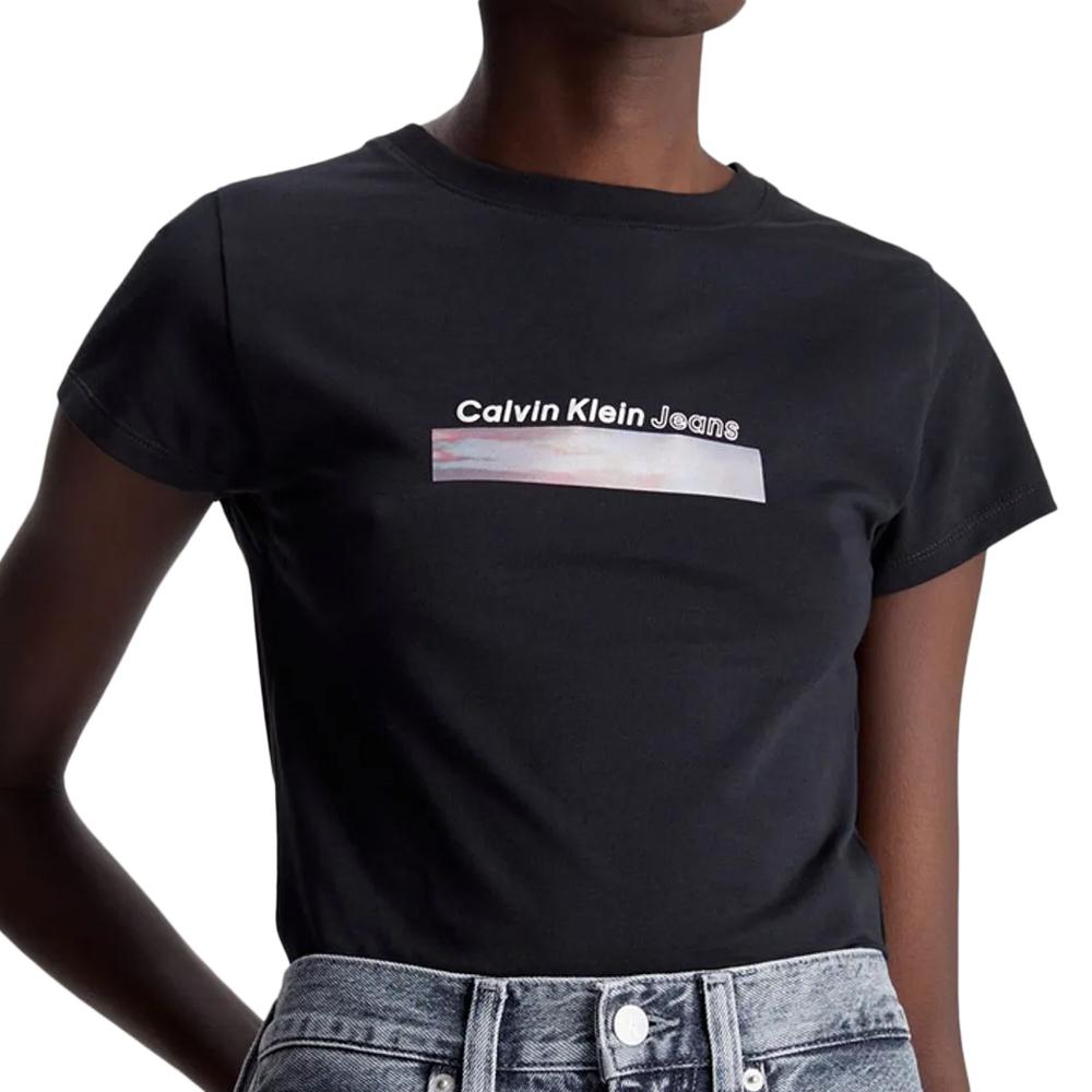 Calvin Klein Jeans T-shirt Noir Femme Calvin Klein Jeans Diffused Box Fitted