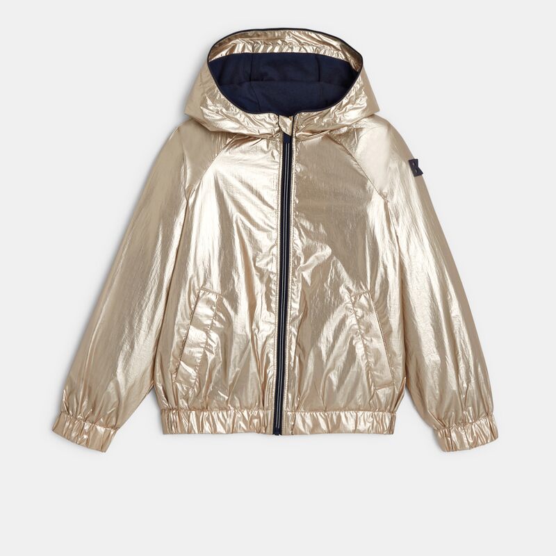 Blouson à effet métallisé jaune fille