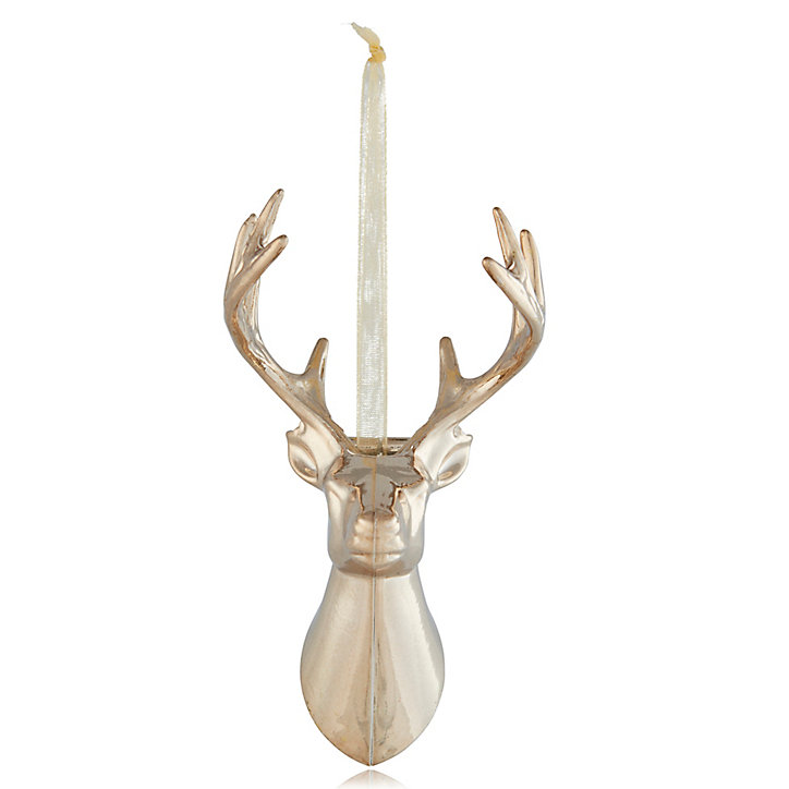 Sujet de noël tête de cerf champagne 13cm