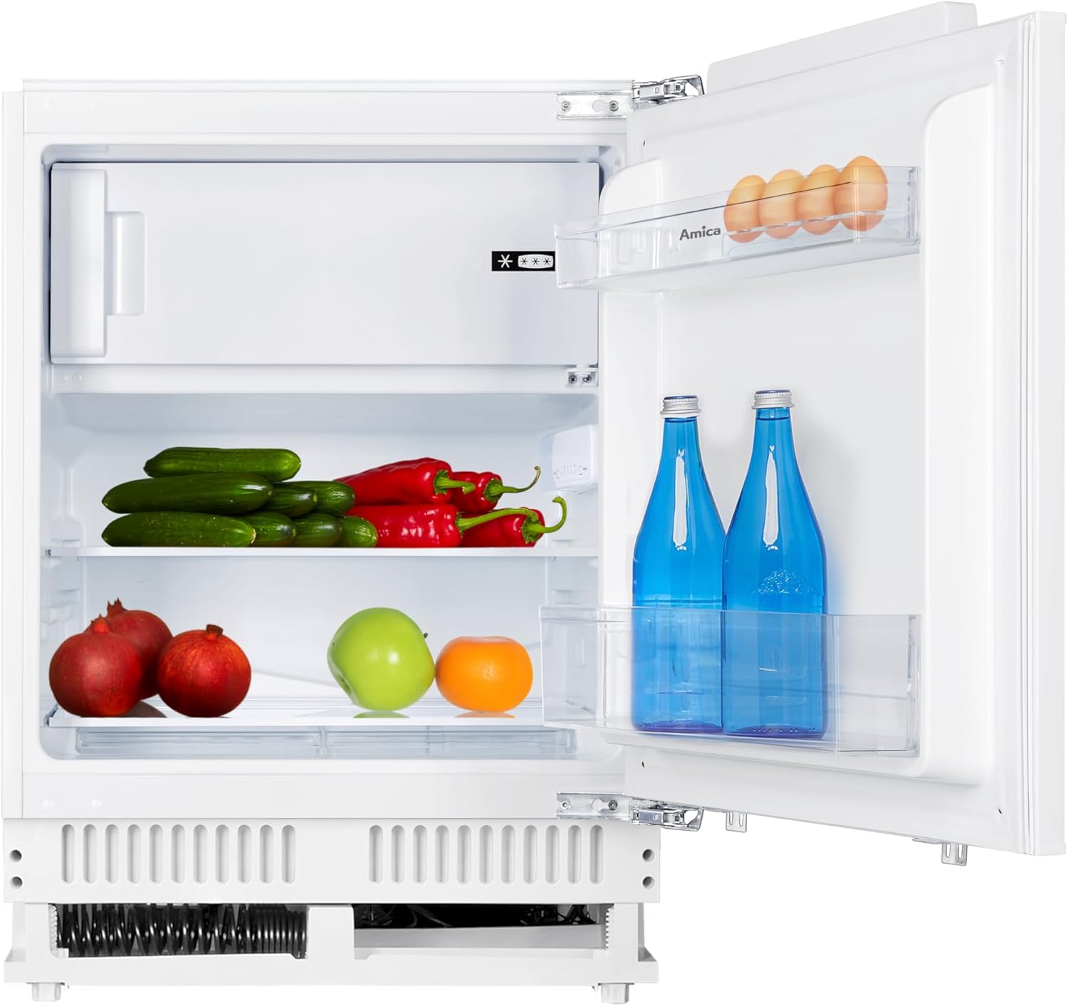 Amica Unterbau Kühlschrank mit Gefrierfach für 82 cm Nische Festtür-Technik elektronische Steuerung Inverter Kompressor Tür-Offen-Alarm