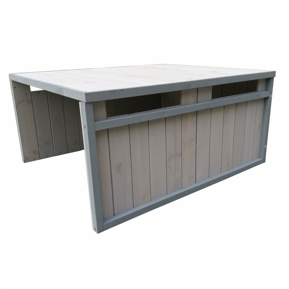 Garage robot tondeuse toit en pente bois massif abri 80 cm gris