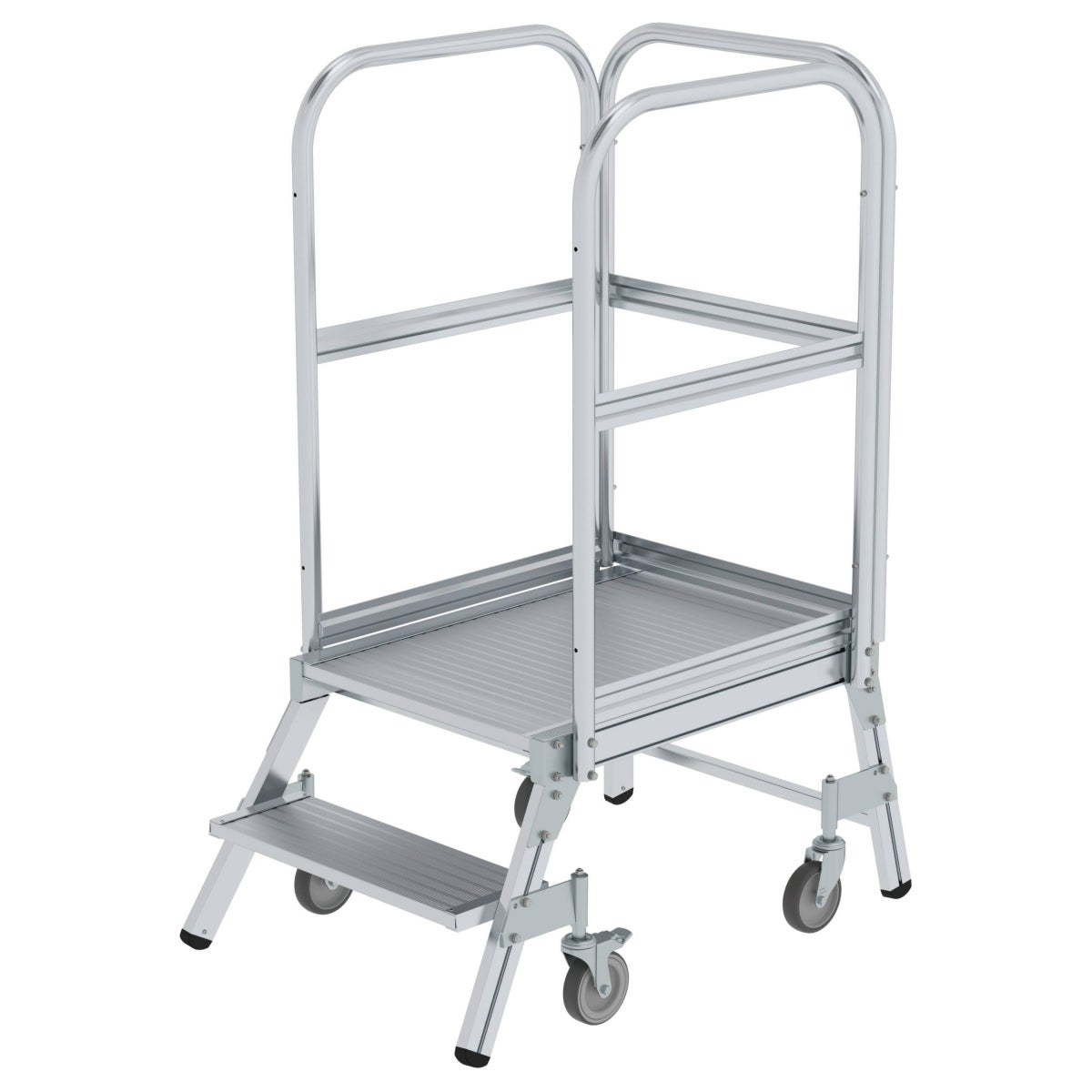 MUNK mobiele platformladder, gegolfd aluminium, 2 treden