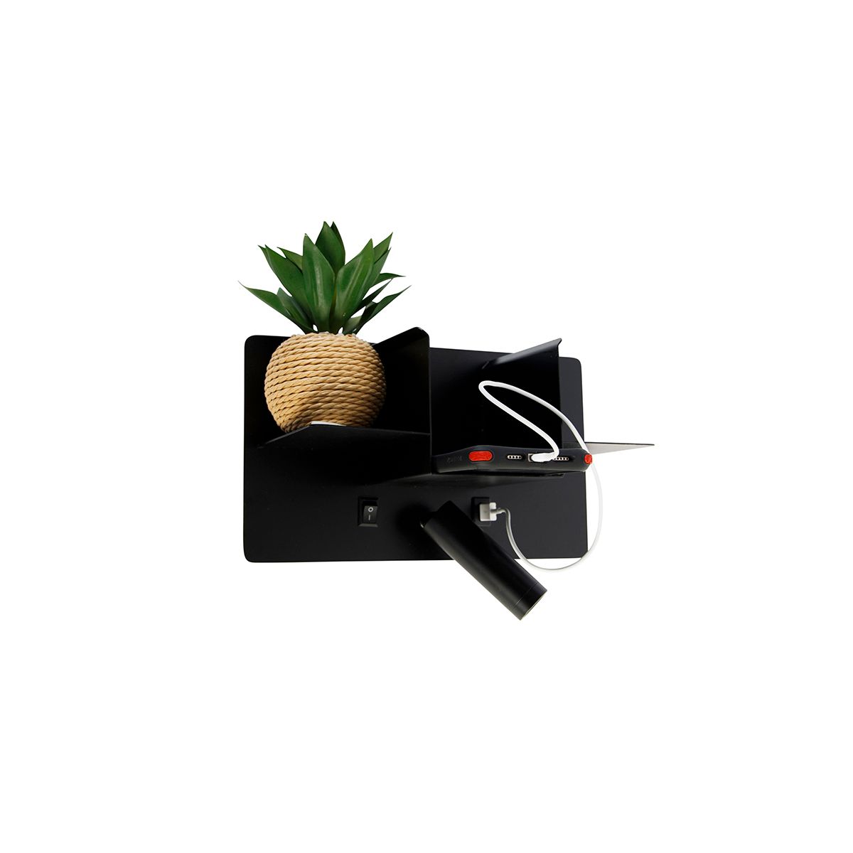 Moderne wandlamp zwart incl. LED met USB - Thijs