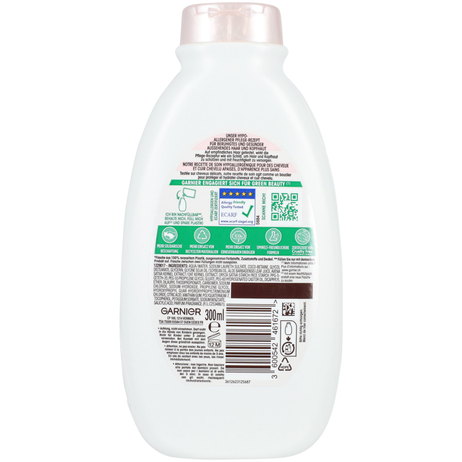 Garnier Ultra Doux Sanfte Hafermilch Shampoo, mit Reiscreme und Bio-Hafermilch