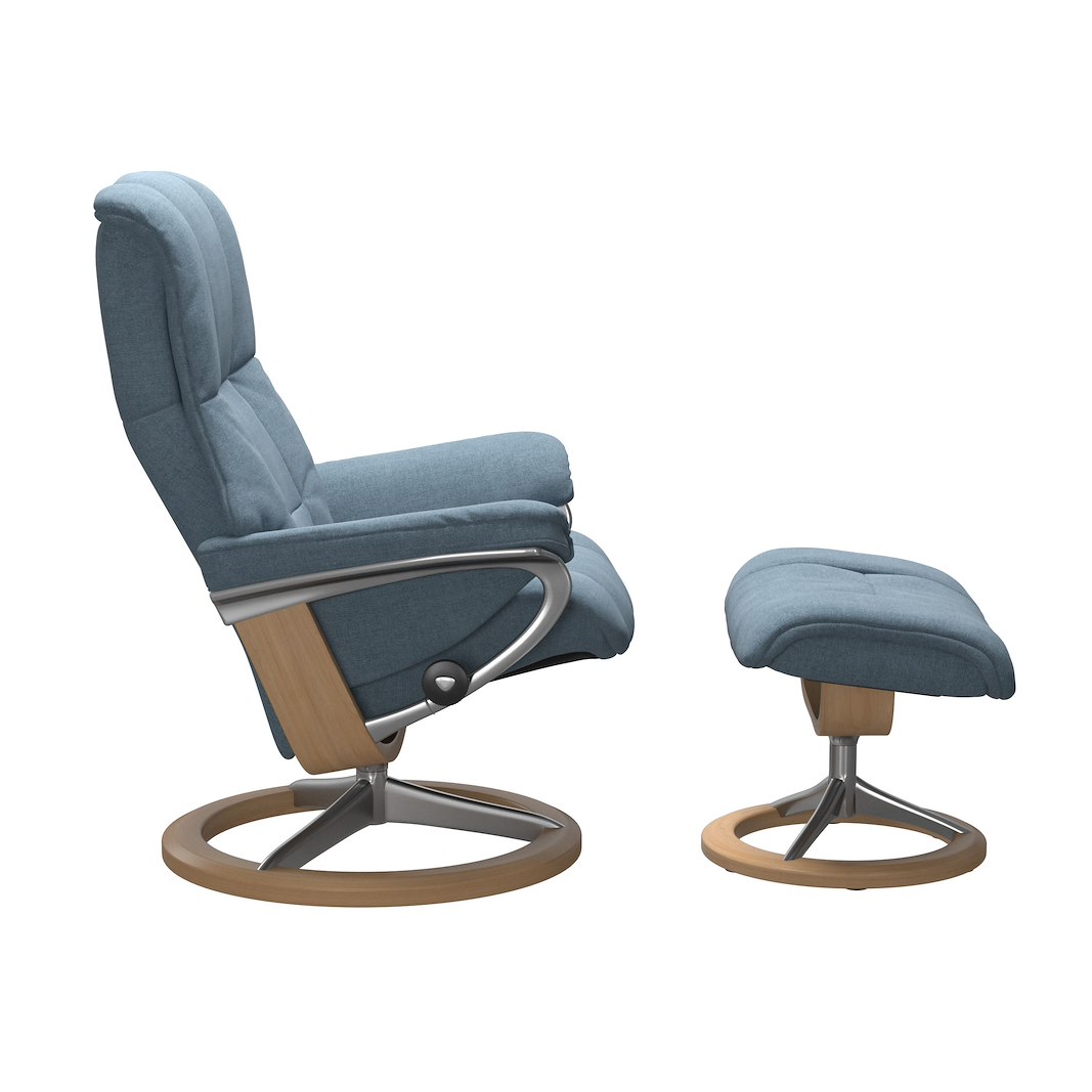 Mayfair Stol m/krakk Signature (S) Tekstil Dahlia Light Blue og Signature understell i eik og krom