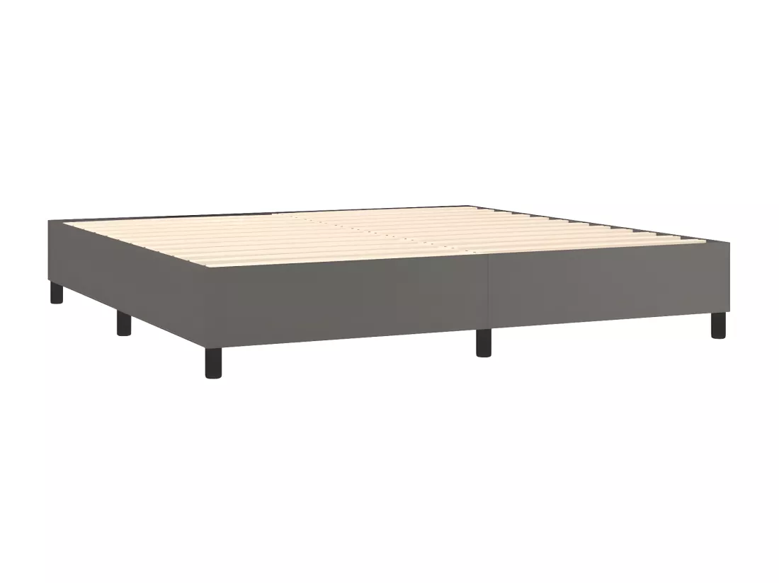 Sommier tapissier et matelas et LED Gris 200x200 cm Similicuir