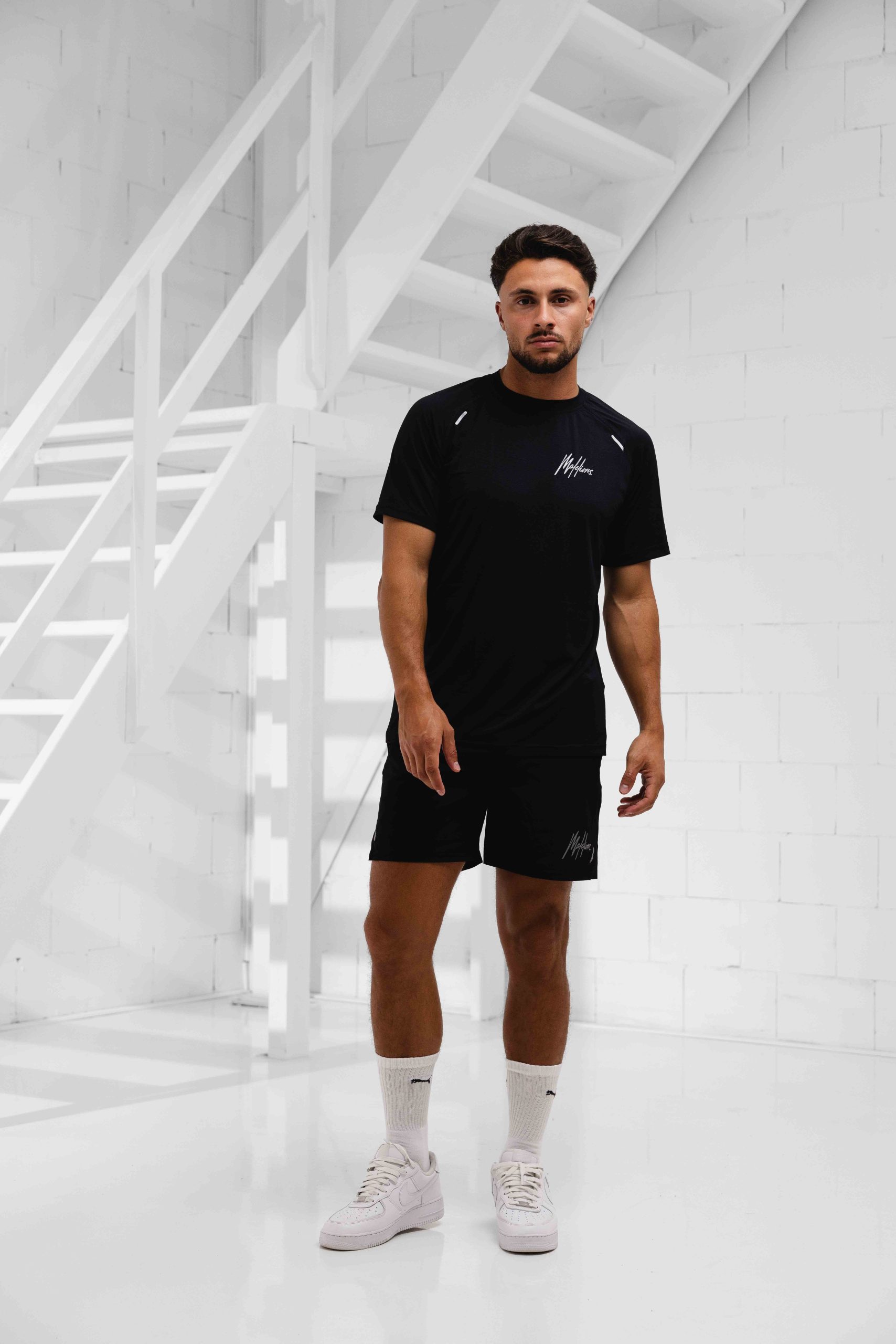 Malelions Padel Hexagon T-Shirt Heren Zwart