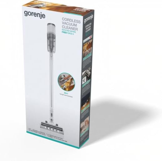 Gorenje Kabelloser Akku-Staubsauger, 21,6V, 130W, 2 Geschwindigkeiten, 60 Min. Laufzeit, Weiß SVC216210FFIIW, White, 28 W, 0.5 liters, 80 Dezibel