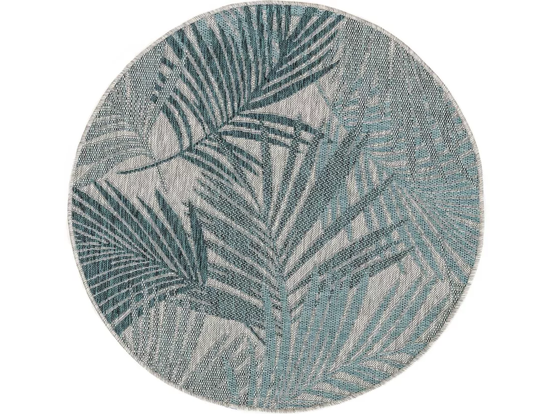 Tapis d'extérieur & intérieur rond Cleo Bleu ø 150 cm rond