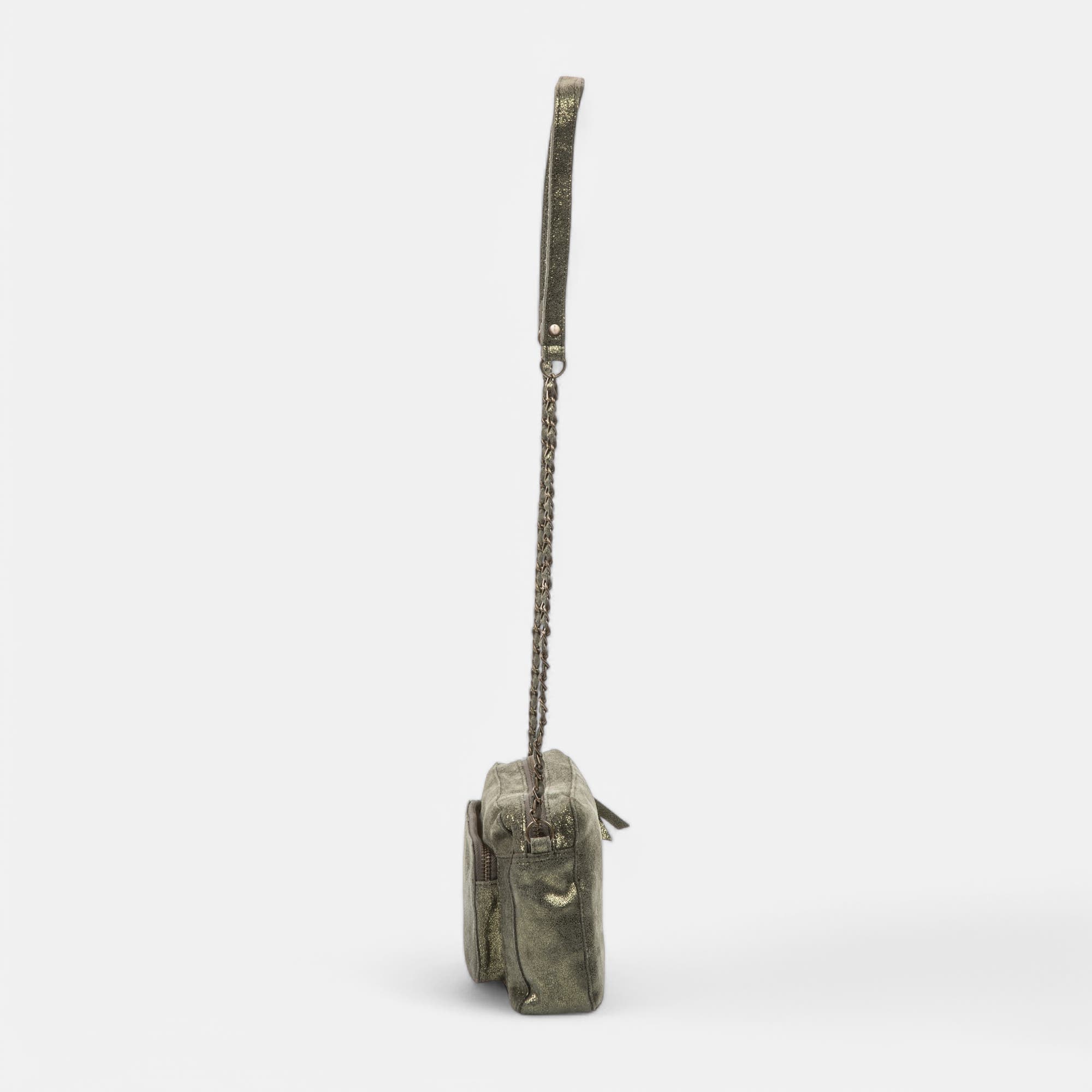 Sac bandoulière en cuir kaki