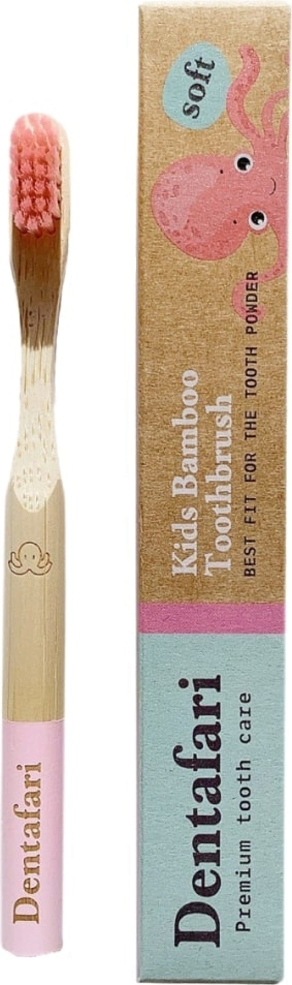 Dentafari  Kids Bamboo Toothbrush, Pink
