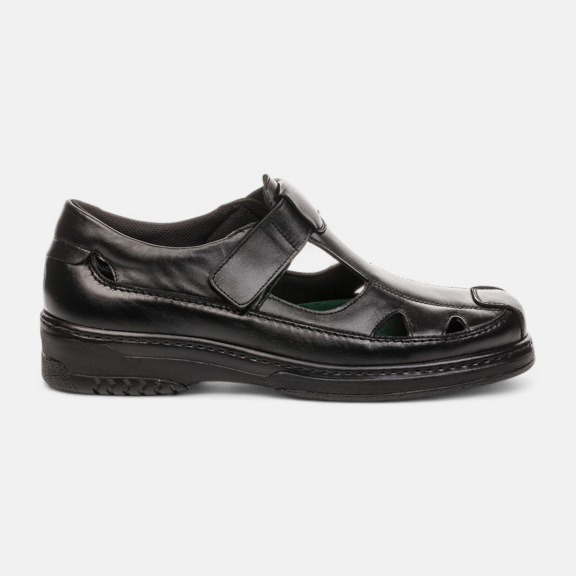 Chaussures pour personnes diabétiques Homme en cuir noir