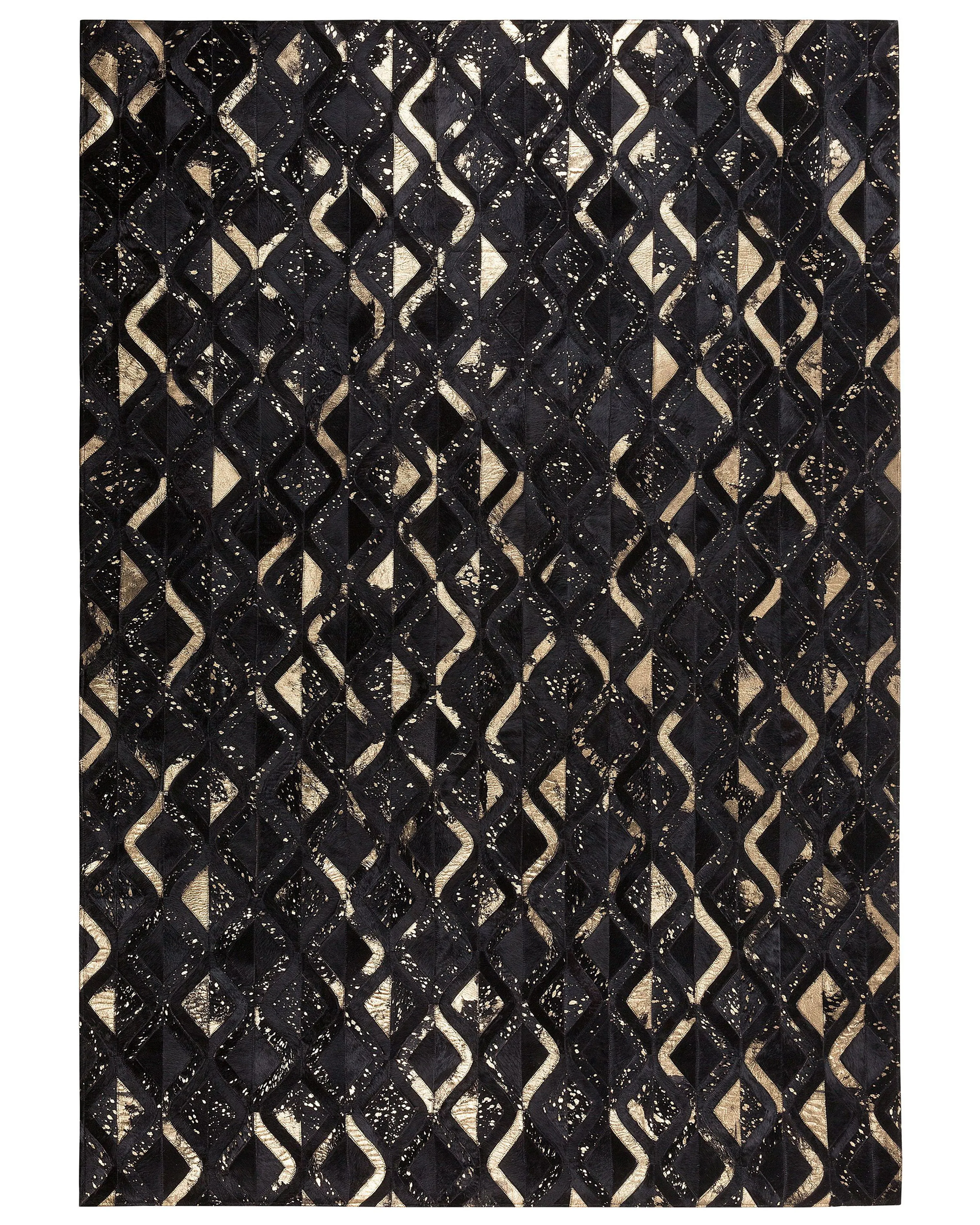 Vloerkleed DEVELI Zwart 140 x 200 cm Leer