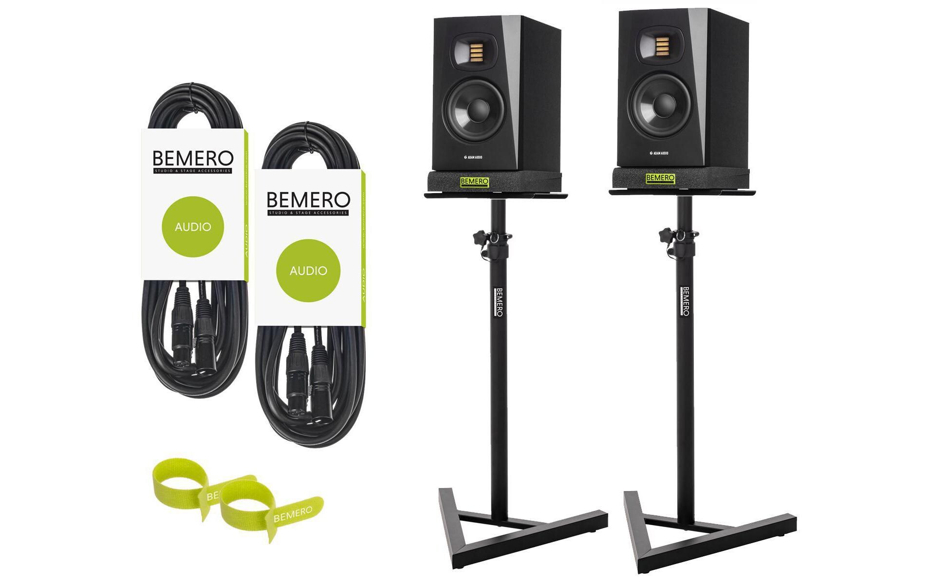 Studiomonitore T5 V Kit 2 – Schwarz<br>Aktives Studiomonitor-Set mit Kabeln, Iso-Pads und Lautsprecherständern