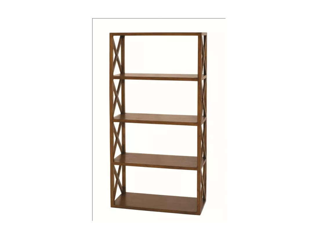 EDEN - Étagère marron croisillons 4 niveaux bois Mindi