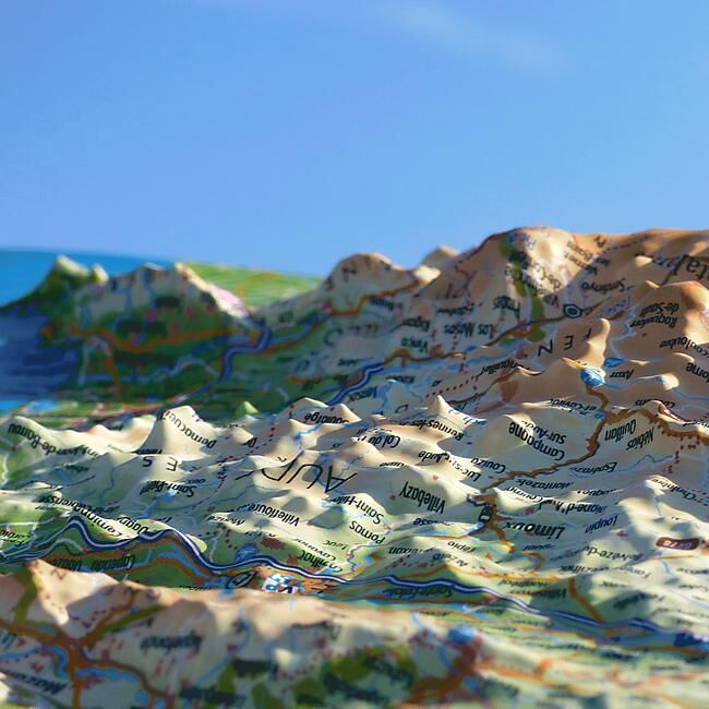 3D MAP - RELIEF OCCITANIE SUD OUEST 61X41