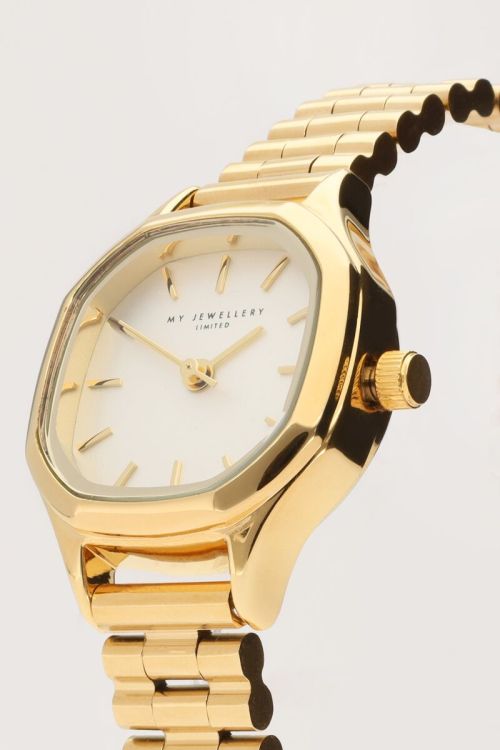 Vintage zeshoekig horloge met schakelband