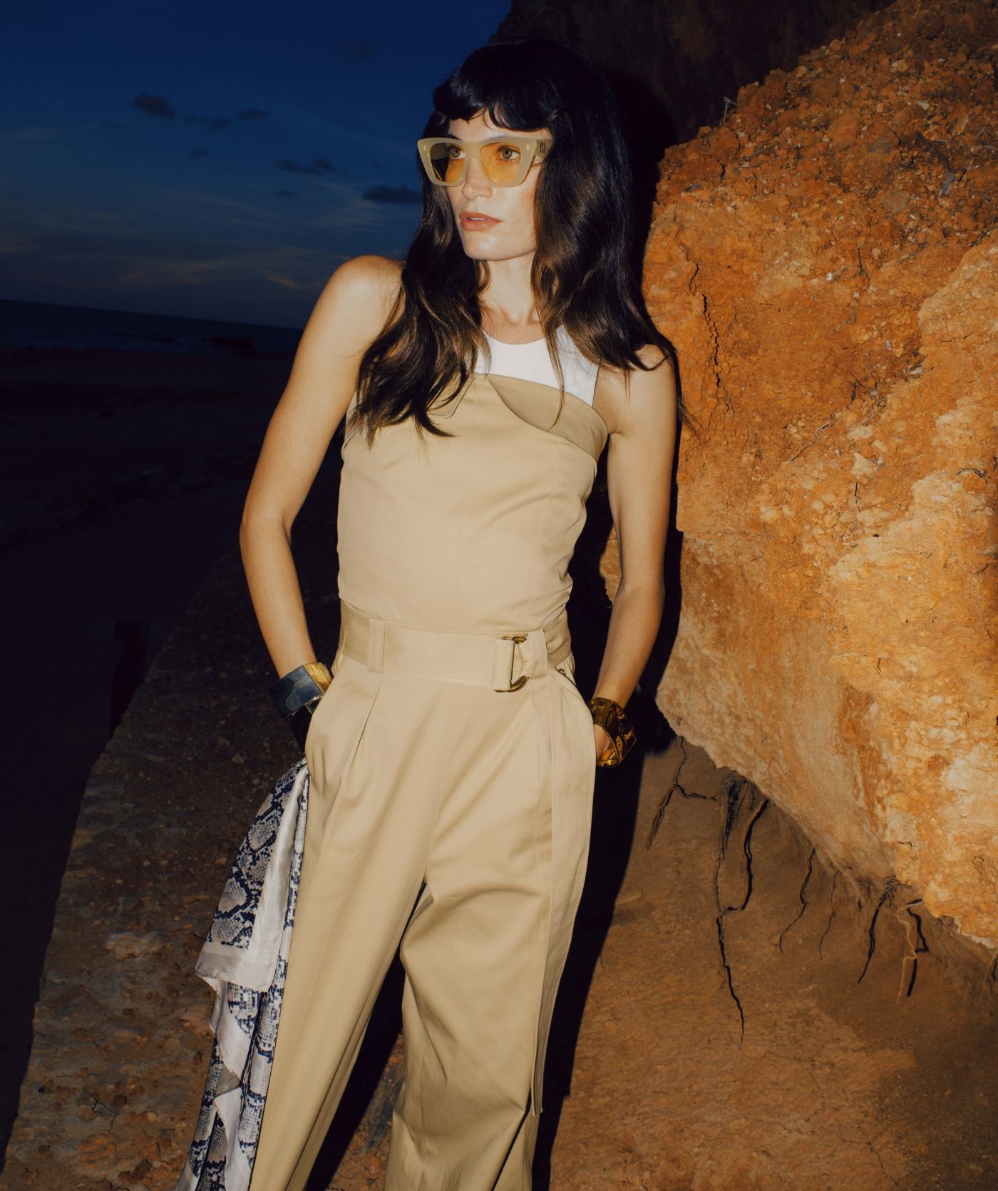 JV-MYRA wide leg jumpsuit - light camel