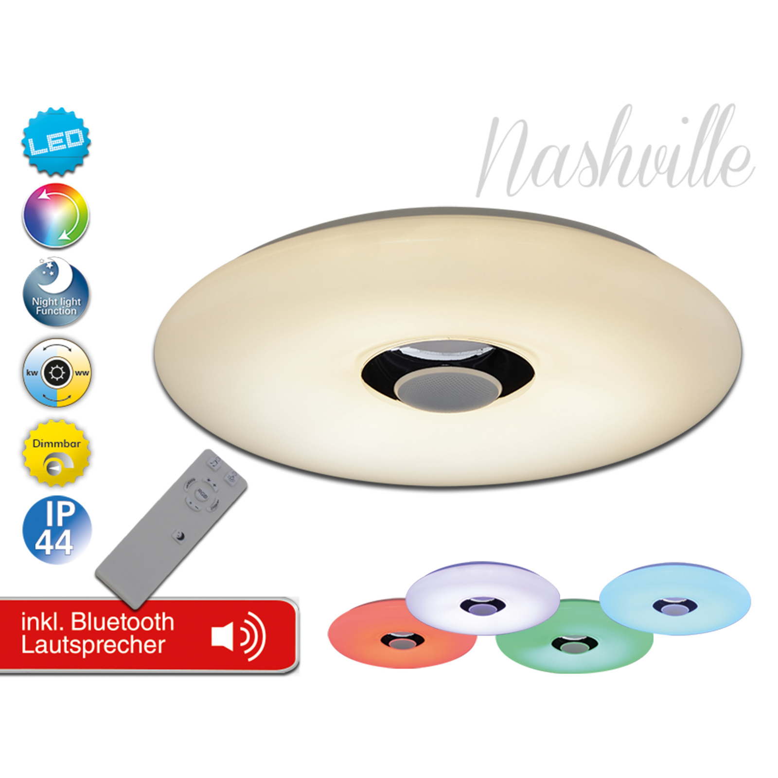 LED-Deckenleuchte - weiß - Bluetoothspeaker - Ø 40 cm