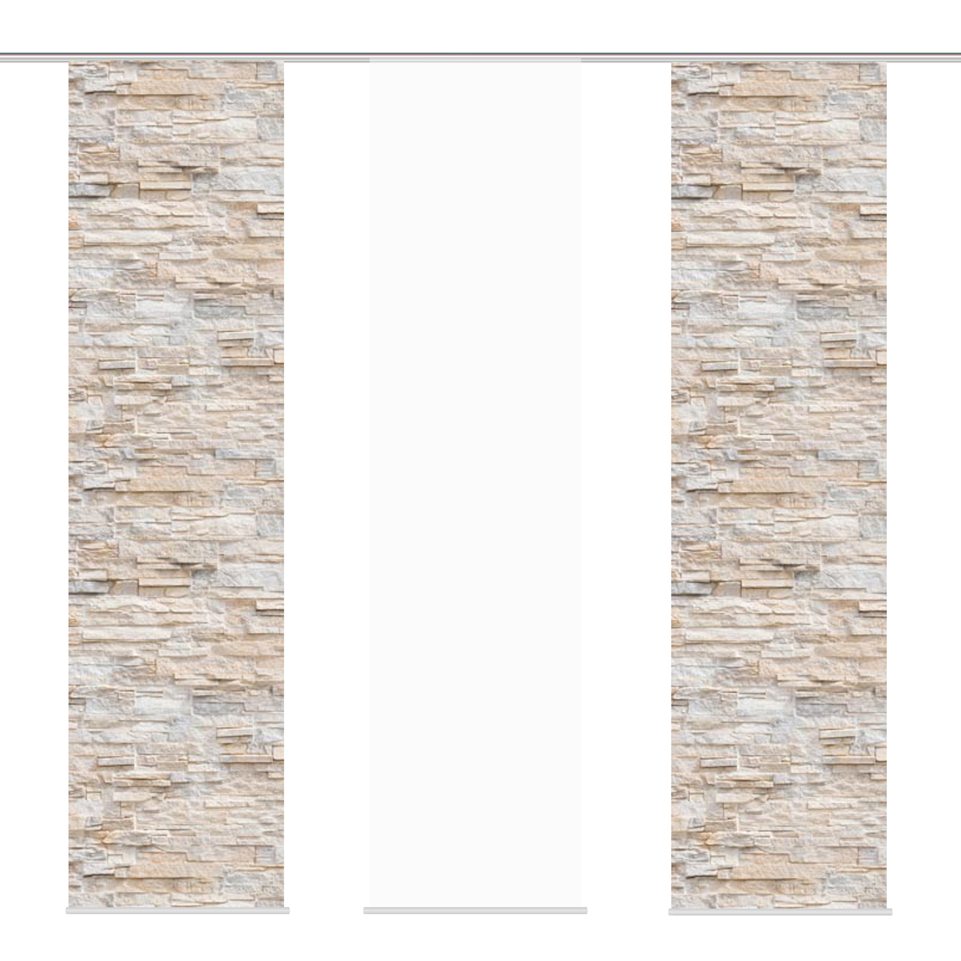 3-teiliges Schiebevorhang-Set WALLI - naturfarben - je 60x245 cm