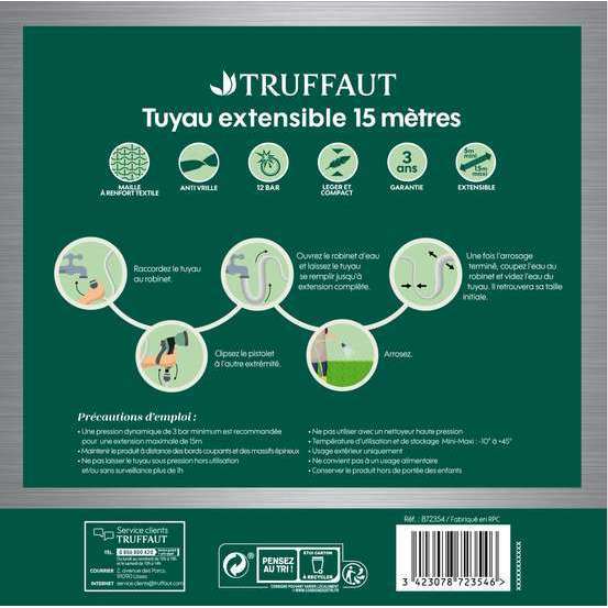 Tuyau d'arrosage extensible 15m
