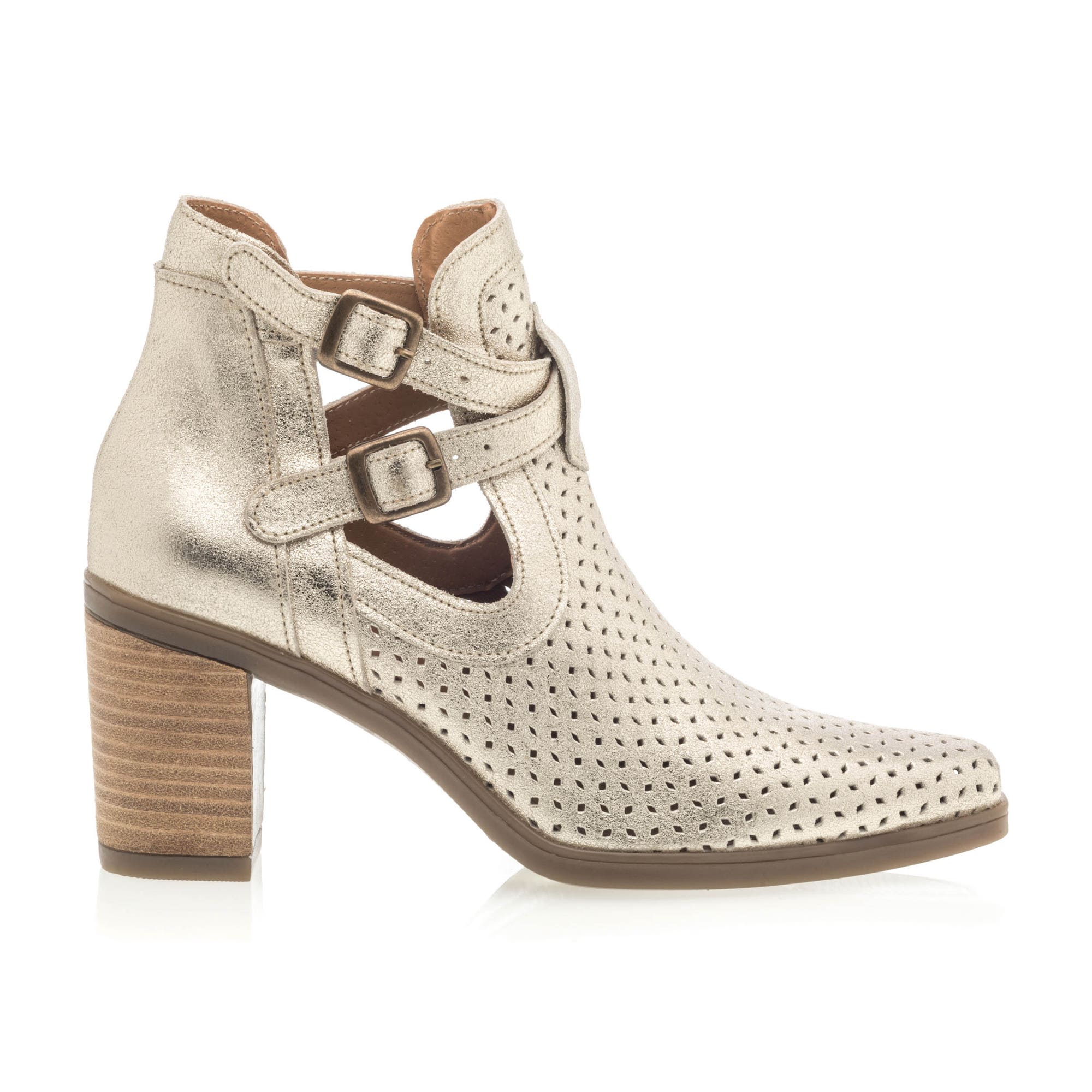 Boots à talon Femme en cuir or