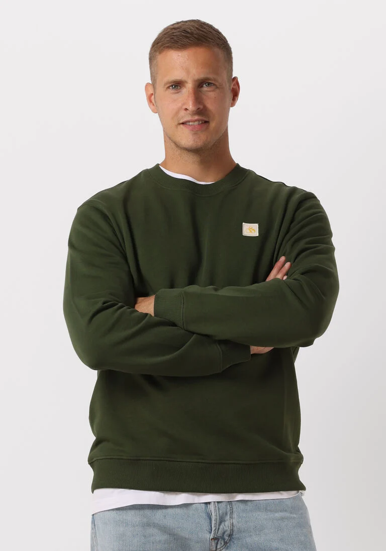 SCOTCH & SODA groene scotch & soda trui essentials logo badge crew neck sweat