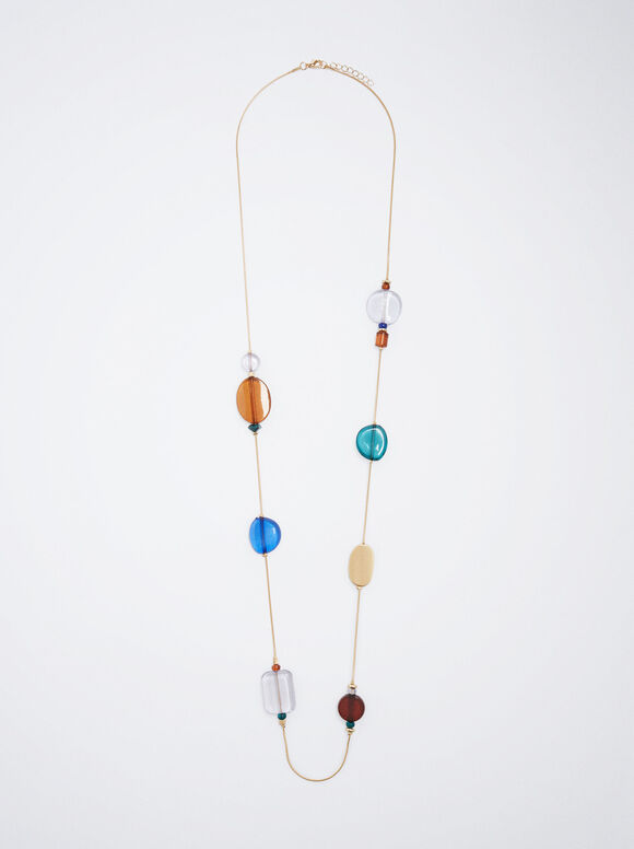 Colar com resina multicolorida - Multicolorido