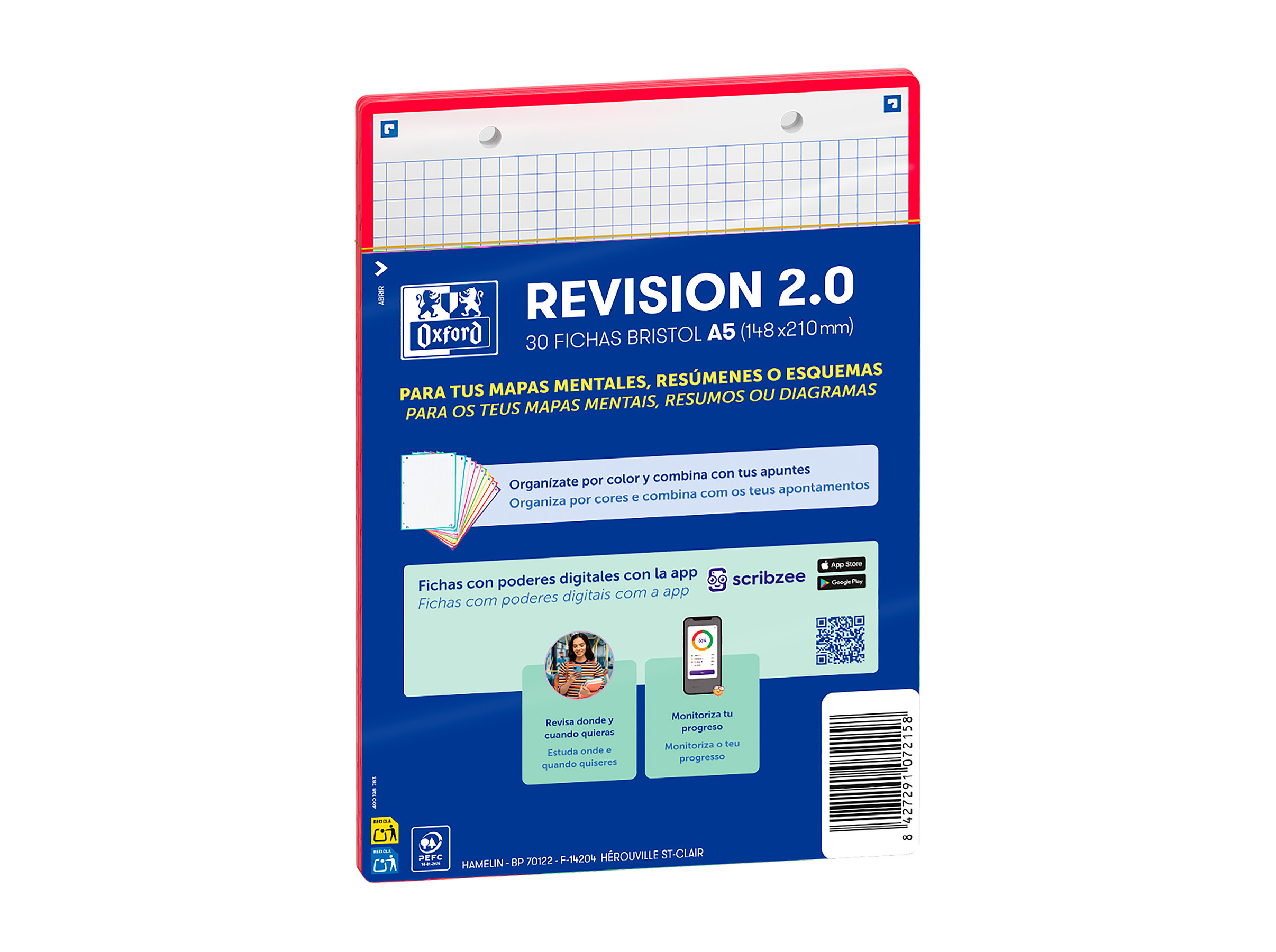 FLASHCARDS QUADRICULADOS OXFORD 2.0 A5 VERMELHO 30 FOLHAS