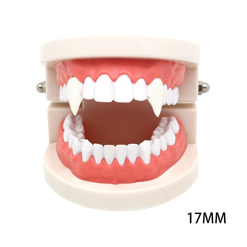 (1 Paar) 17mm Kunst Zähne Fasnachts Kostüm Zubehör Vampirzähne Motto Party Accessoire Halloween Foto Requisite