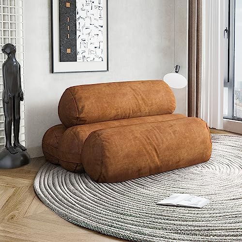 Stilvolles Beige Schlafsofa & Chaiselongue mit Armlehnen & 2 Lendenkissen - Ultraweiches Polsterbett für Wohnzimmer & Schlafzimmer - Kompakt