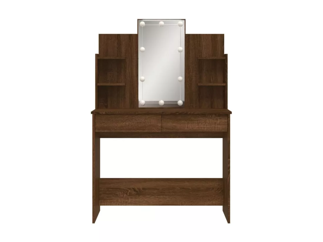 Coiffeuse avec lumières LED chêne marron 96x40x142 cm
