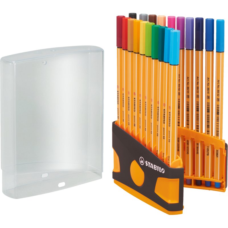 Stylo-feutre stabilo point 88 color parade pointe fine      0,4mm coloris assortis pack   de 20