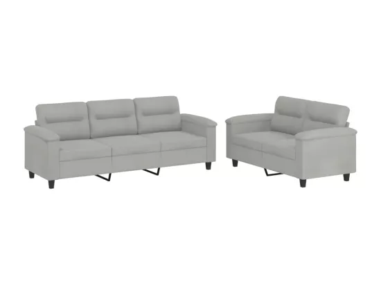 Ensemble de canapés 2 pièces coussins gris clair tissu microfibre