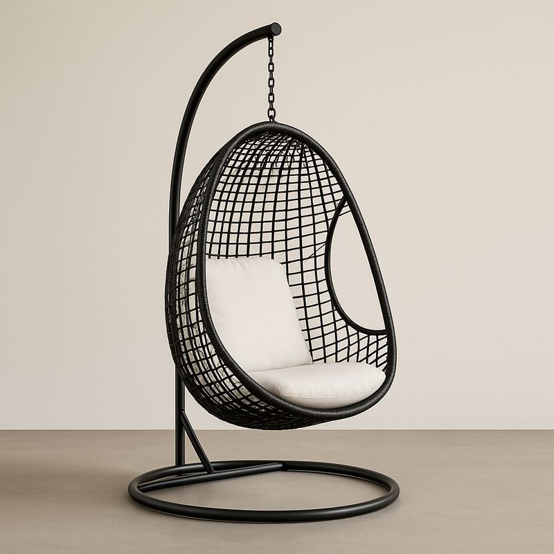 Hängesessel Aluminium und PE-Geflecht Schwarz Ø100 cm