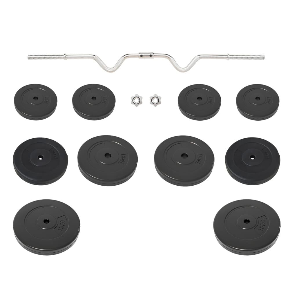 vidaXL Halterstang met verwisselbare stang en schijven, 90 kg