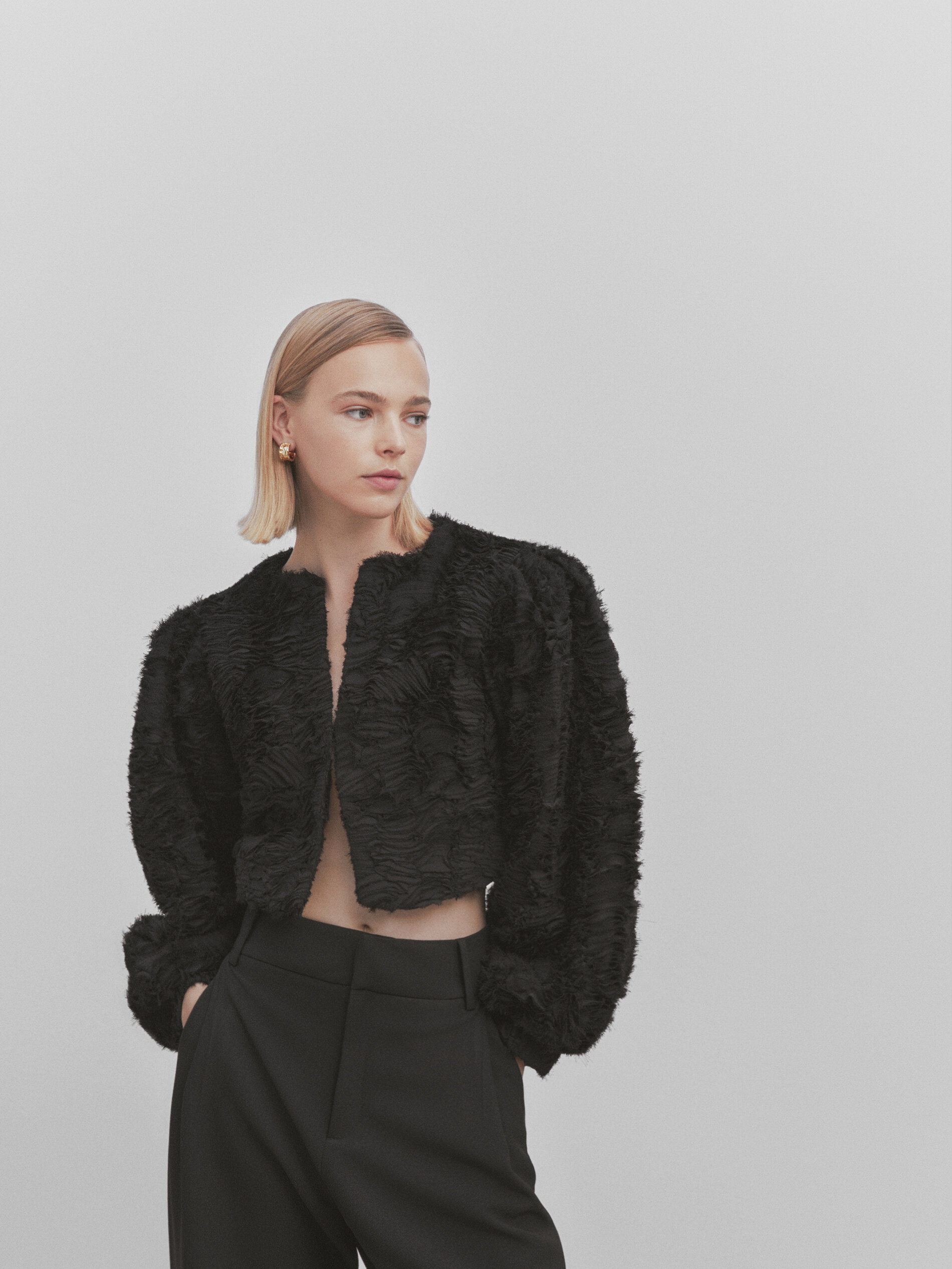 Chaqueta estrutura bucle -Studio - NEGRO