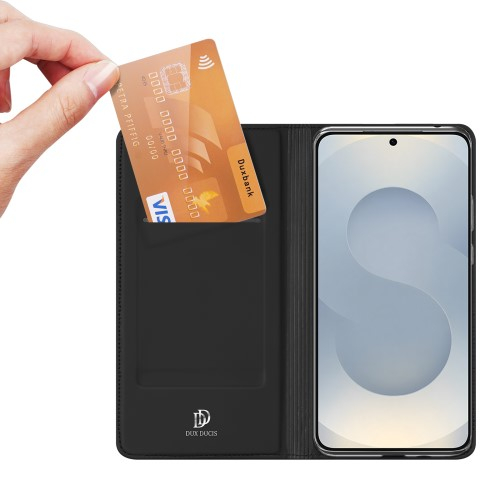 Samsung Galaxy S25 Edge Flip Wallet Cover Leder Tasche - Schwarz