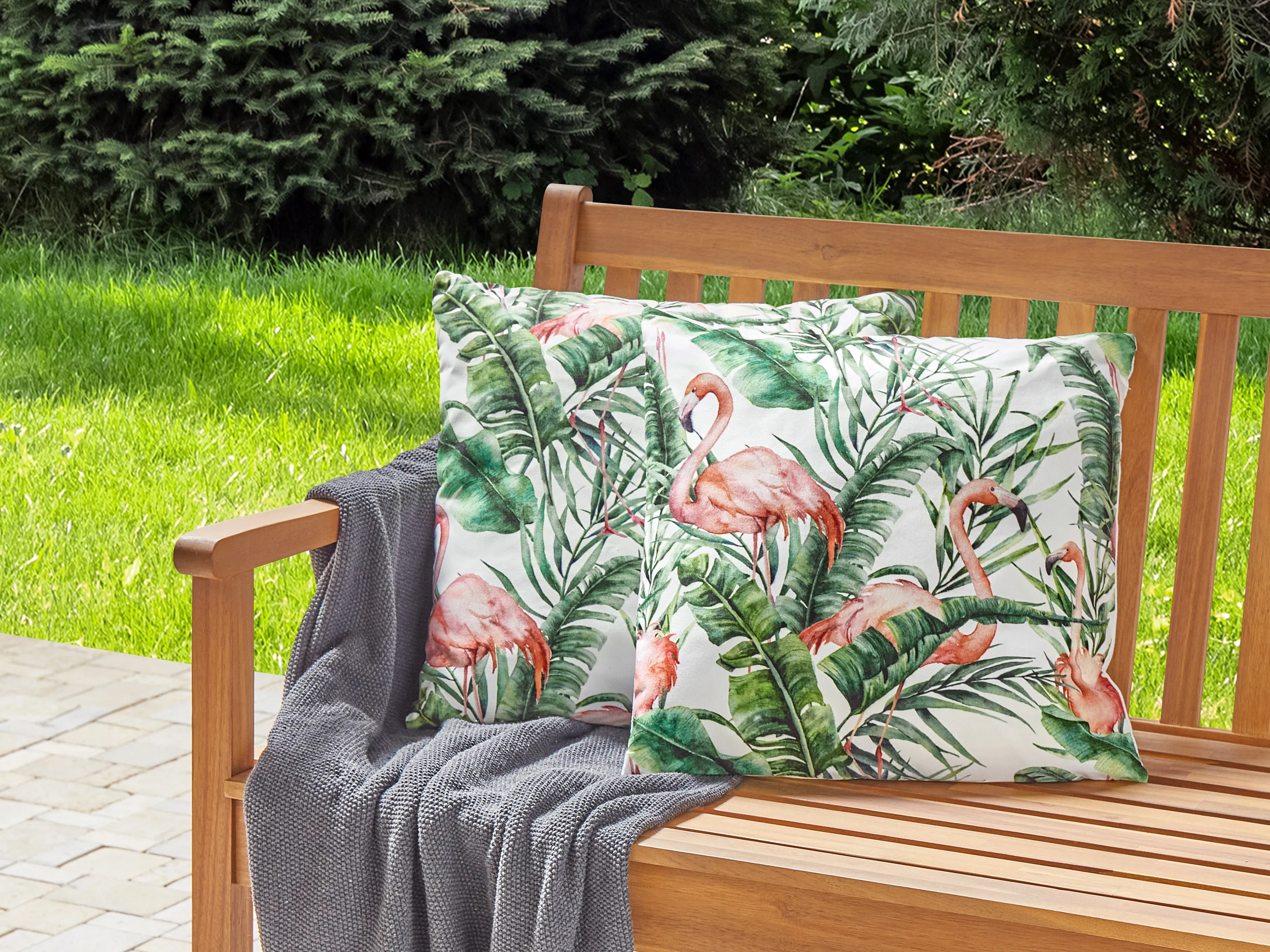 Set van 2 tuinkussens ELLERA dierenprint 45 x 45 cm Groen