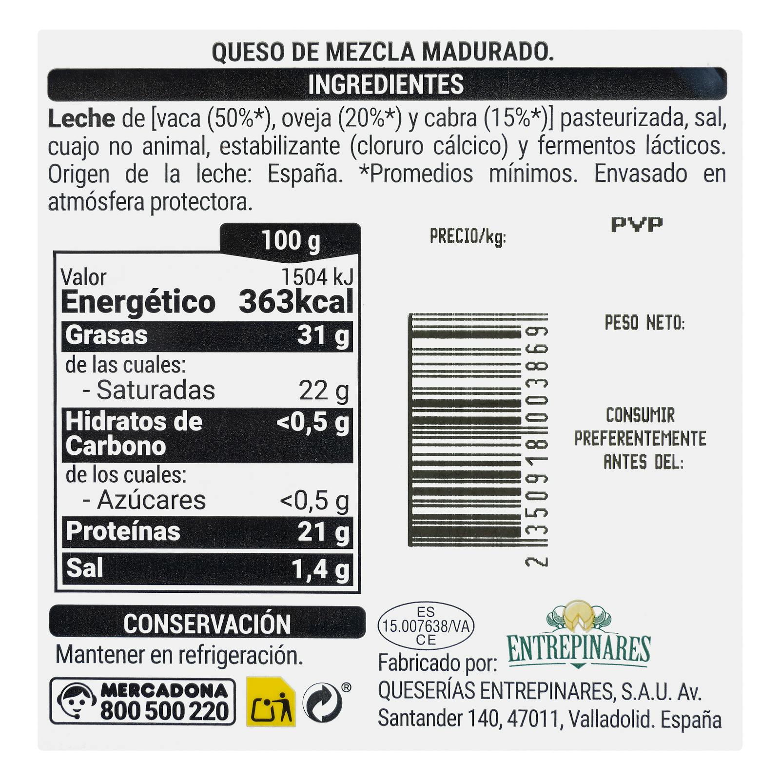 Mélange de fromages à pâte molle Hacendado coupé en quartiers