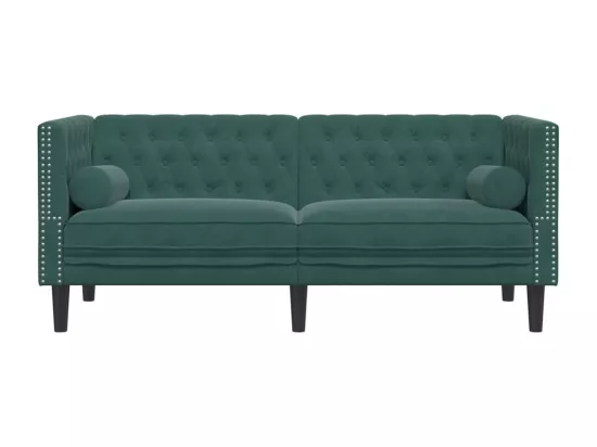 Canapé Chesterfield avec traversins 2 places vert foncé velours