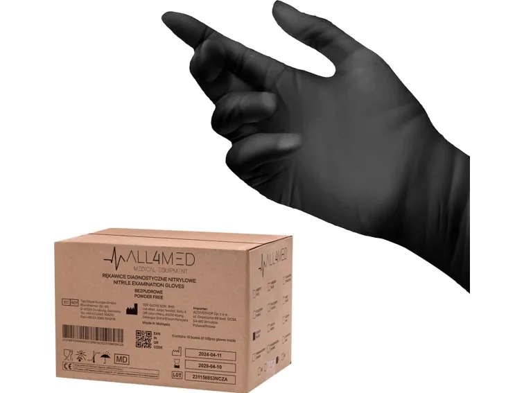 Activeshop All4med diagnostiske engangshandsker i nitril sort L 10 x100 stk