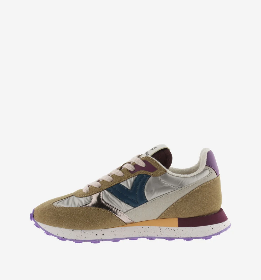 GALAXIA NYLON MÉTAL MULTICOLORE Baskets métallisées pour femmes TAUPE