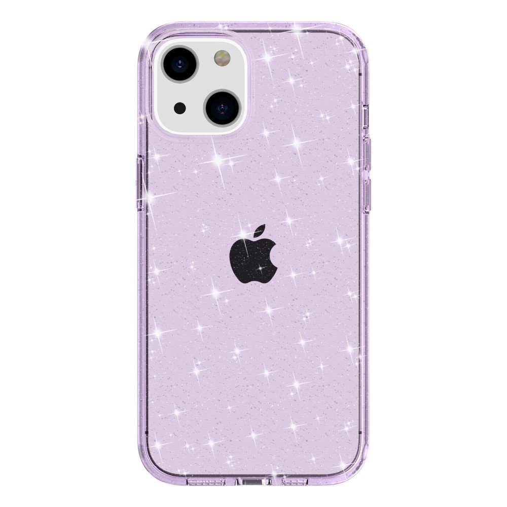 iPhone 15 Hybrid Hardcase Schutzhülle im Glitzer Design - Lila / Transparent