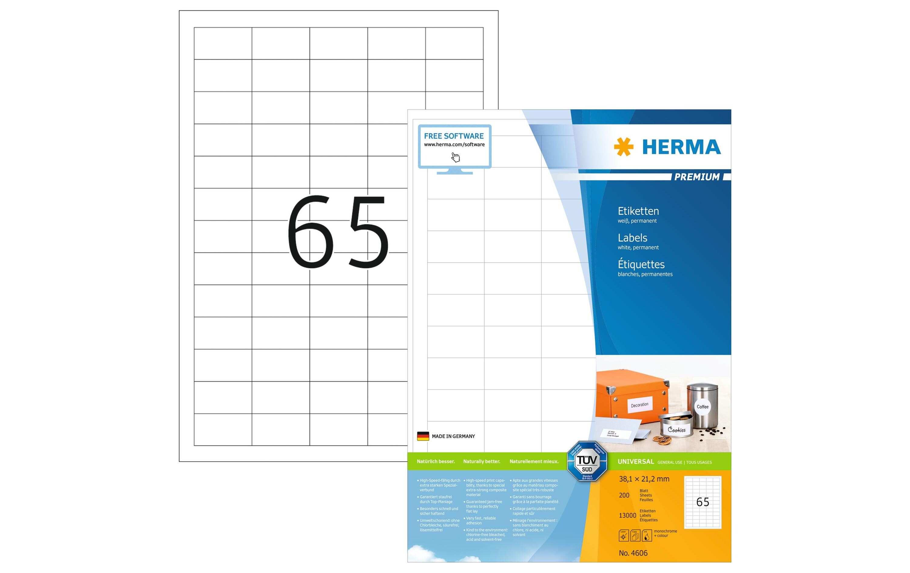 Universal-Etiketten Premium, 3.8 x 2.12 cm, 13000 EtikettenBlanko Etiketten zur Selbstbeschriftung oder Drucker