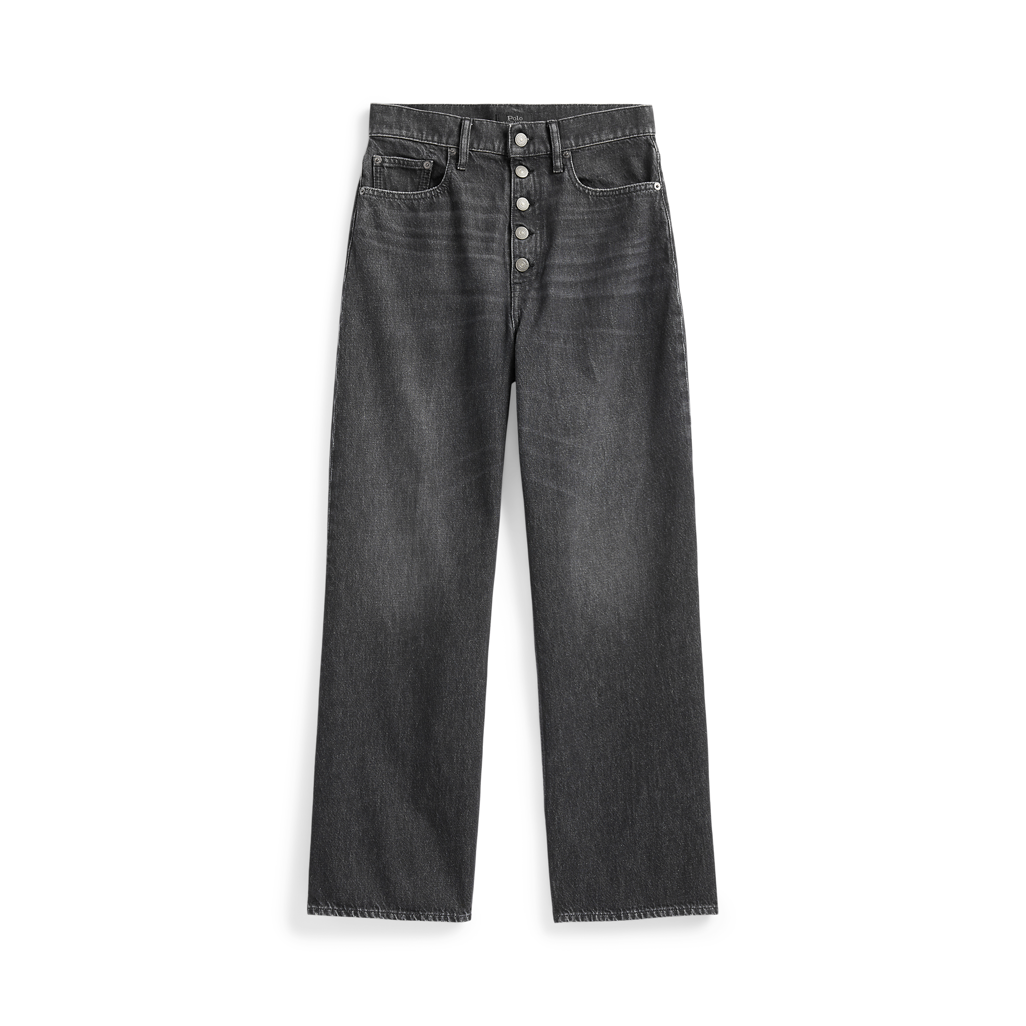 Jean droit délavé en coton| Gris