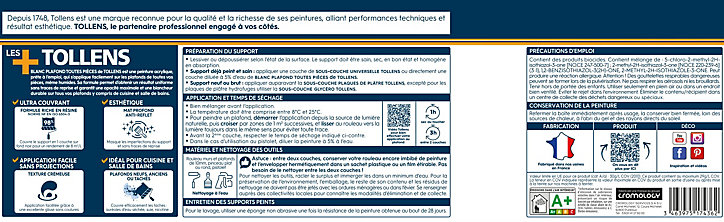 Peinture Tollens plafond toutes pièces 2,5L